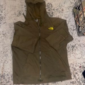 Mens The North Face Fleece Hooded Full Zip Jacket Olive Green xl